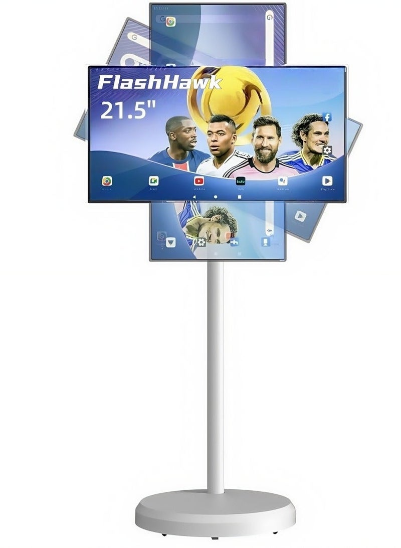 FlashHawk 21.5 Inch Portable TV Tounch Screen Monitor with Adjustable Floor Stand And Smart Android OS | 4G RAM+64G Storage, Built-in Battery, Full Swivel Rotation - Image 1